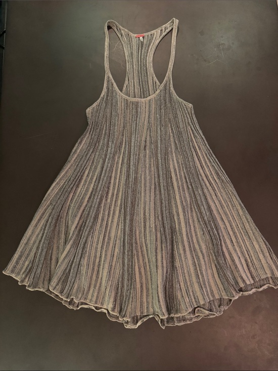 Free People Dresses & Skirts - Free People Multicolor/Metallic Knit Striped Racerback Swing Dress